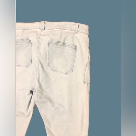 Democracy Y2K icy blue hi rise straight leg jeans w triangle frt pockets SZ 18 - Picture 4 of 7